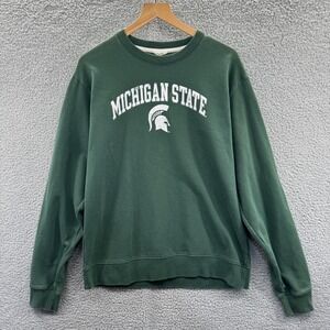 Michigan State University Sweatshirt Men's Large Green White Crewneck